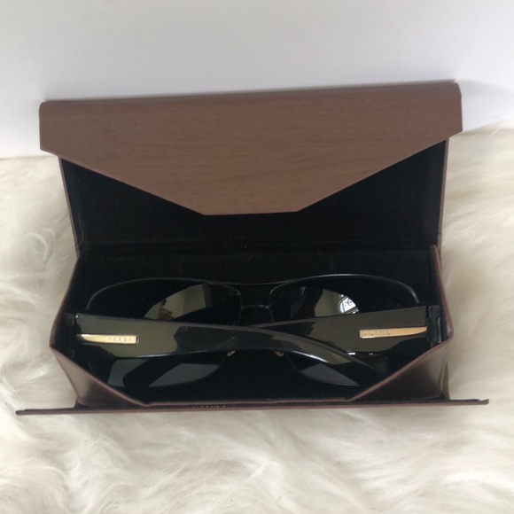 Prada Aviator Sunglasses SPR61G Black / Silver Italy - Picture 10 of 10